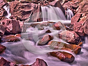Closeup of a waterfall in Eldorado Canyon State Park, Colorado