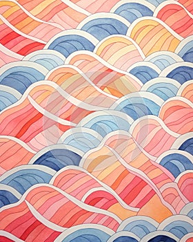 Closeup of Wave Pattern on Orange-Pink Sky with Sirens in the Di