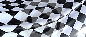 Closeup of a wavy checkered flag under the lights - perfect for wallpapers and backgrounds
