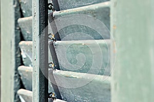 Closeup of the weathered details on the door of British consul residence building in Wuhu photo