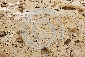 Closeup of Weathered limestone rock photo