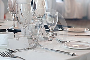 Closeup of wedding place setting