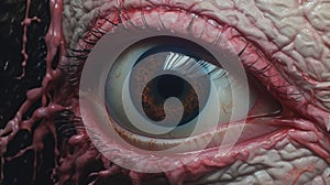 Closeup Of Weird Horror: Hyper-realistic Eye With Vray Tracing And Detailed Texture