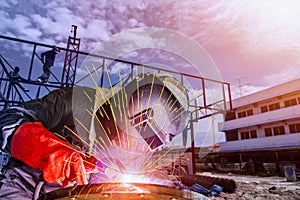 Closeup Welding in construction site