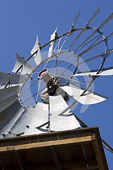 Closeup of western windmill