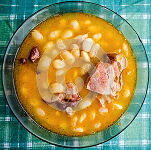 Closeup of white bean soup