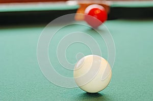 Closeup White Billiard Ball
