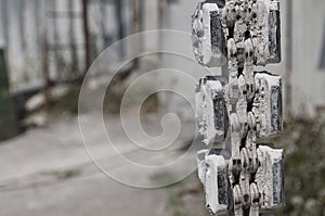 Closeup of white chain link