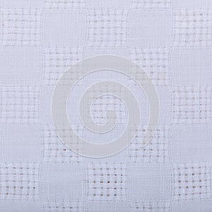 Closeup white fabric textile background texture pattern square format