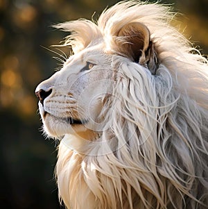 Closeup of white majestic lion