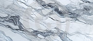 Closeup of white marble with black veins resembles snowcovered mountain slope