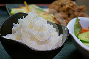 Closeup of white rice in bowl