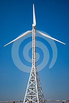 Closeup of a wind turbine at Wind Power Plant, Kutubdia, Bangladesh