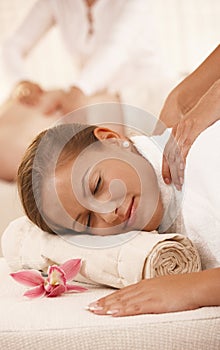 Closeup of woman getting massage