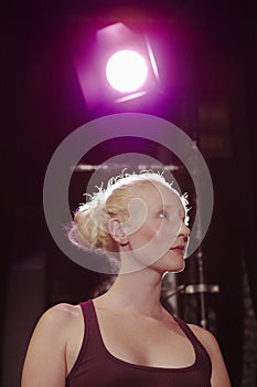 Closeup Of Woman Looking Away On Stage