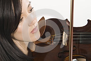 Closeup Of Woman Playing Violin