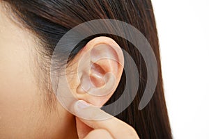 Closeup of woman's ear