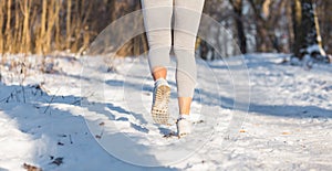 Closeup of woman`s legs, going in for sports