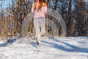 Closeup of woman`s legs, going in for sports