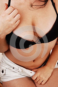 Closeup of woman torso.