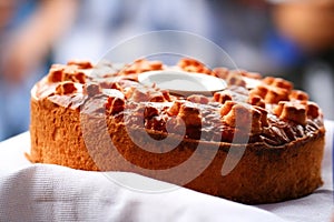 Closeup of wonderful wedding loaf