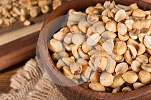 Bowl of Dry Roasted Peanuts Closeup