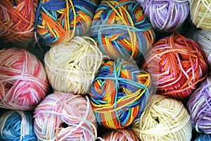 Closeup of wool clews