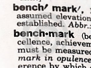 Closeup of the word benchmark in the dictionary