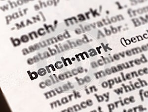 Closeup of the word benchmark in the dictionary