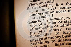 Closeup of the word finance