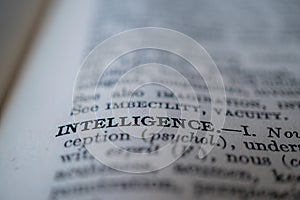 Closeup of the word intelligence photo