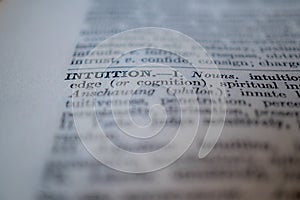 Closeup of the word intuition