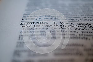 Closeup of the word intuition photo