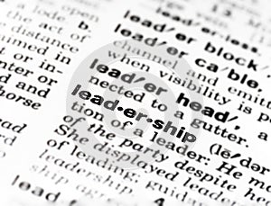 Closeup of the word leadership from the dictionary