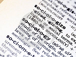 Closeup of the word sociology in the dictionary photo