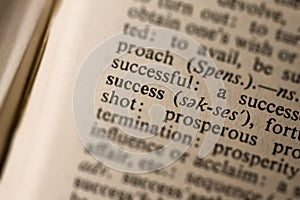 Closeup of the word success