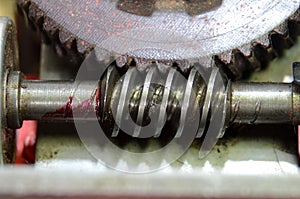 Closeup on a worm wheel gear