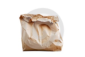 Closeup wrapped and crumpled brown paper bag