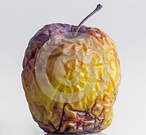 Closeup for wrinkled yellow apple