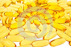 Closeup of yellow capsules