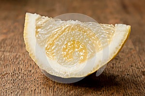 Closeup of yellow sliced lemon