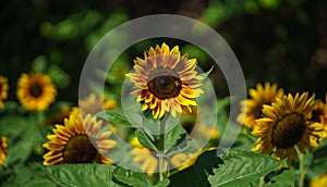 Closeup of yellow sunflower flower under sunlight with copy space using as background natural plants landscape, ecology wallpaper