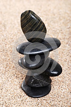 Closeup zen stones in sand