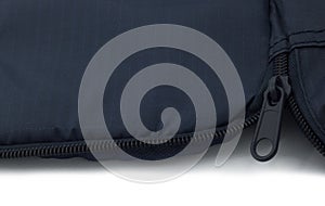 Closeup zip of nylon travel case