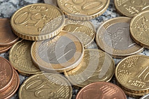 Closeushot of a stack of euro coins