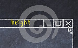 Concept of dealing with problem. Chalk drawing of closing browser window with caption height