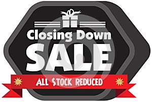 Closing down sale label