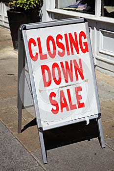 Closing down sign