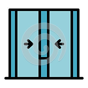 Closing elevator doors icon color outline vector