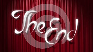 Closing red curtain with a title